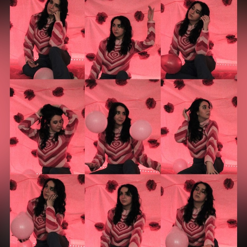 Red and pink heart sweater